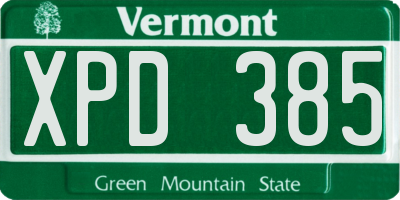 VT license plate XPD385