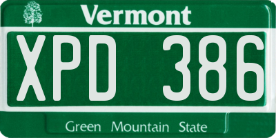 VT license plate XPD386