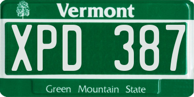 VT license plate XPD387