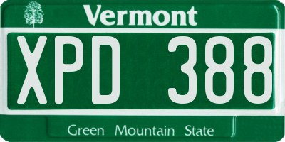 VT license plate XPD388