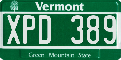 VT license plate XPD389