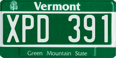VT license plate XPD391