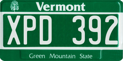 VT license plate XPD392