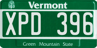 VT license plate XPD396