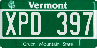 VT license plate XPD397