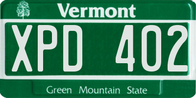 VT license plate XPD402