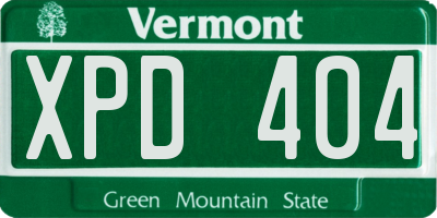 VT license plate XPD404