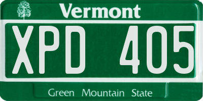VT license plate XPD405