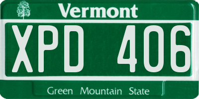 VT license plate XPD406