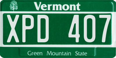 VT license plate XPD407