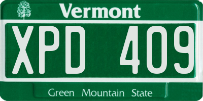 VT license plate XPD409