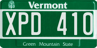 VT license plate XPD410