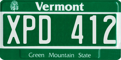 VT license plate XPD412