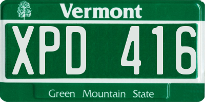 VT license plate XPD416