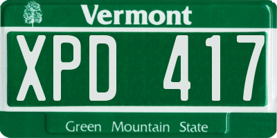 VT license plate XPD417