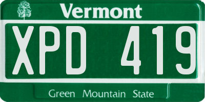 VT license plate XPD419