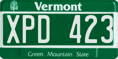 VT license plate XPD423