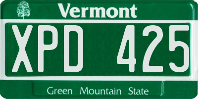 VT license plate XPD425