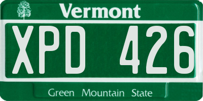 VT license plate XPD426