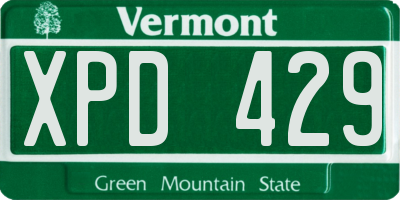 VT license plate XPD429