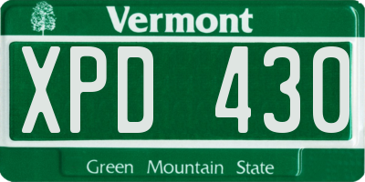 VT license plate XPD430