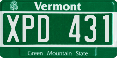 VT license plate XPD431