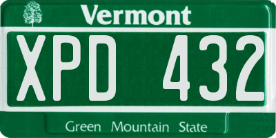 VT license plate XPD432