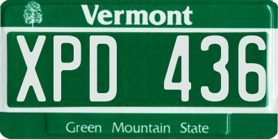 VT license plate XPD436