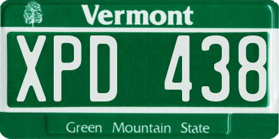 VT license plate XPD438