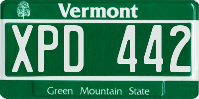 VT license plate XPD442