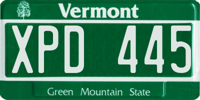 VT license plate XPD445