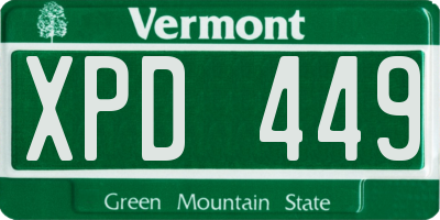 VT license plate XPD449