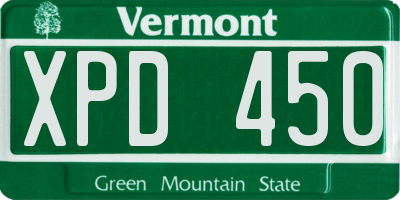 VT license plate XPD450