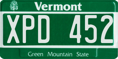 VT license plate XPD452