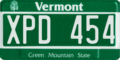 VT license plate XPD454