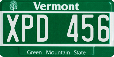 VT license plate XPD456