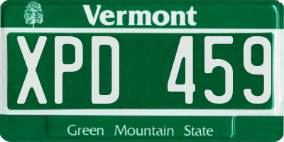 VT license plate XPD459