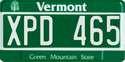 VT license plate XPD465