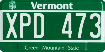 VT license plate XPD473
