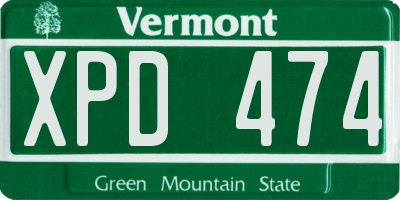 VT license plate XPD474