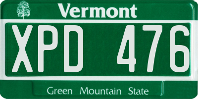 VT license plate XPD476