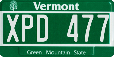 VT license plate XPD477