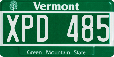 VT license plate XPD485