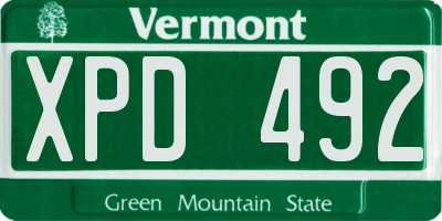 VT license plate XPD492