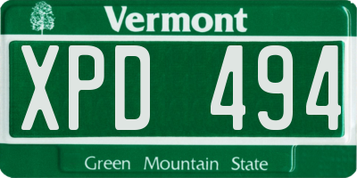 VT license plate XPD494