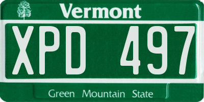 VT license plate XPD497