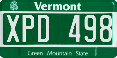 VT license plate XPD498
