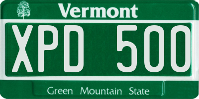 VT license plate XPD500