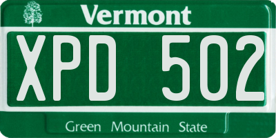 VT license plate XPD502