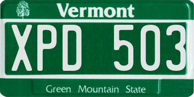 VT license plate XPD503